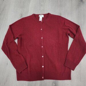 Neiman Marcus 100% cashmere red crewneck button sweater, size medium